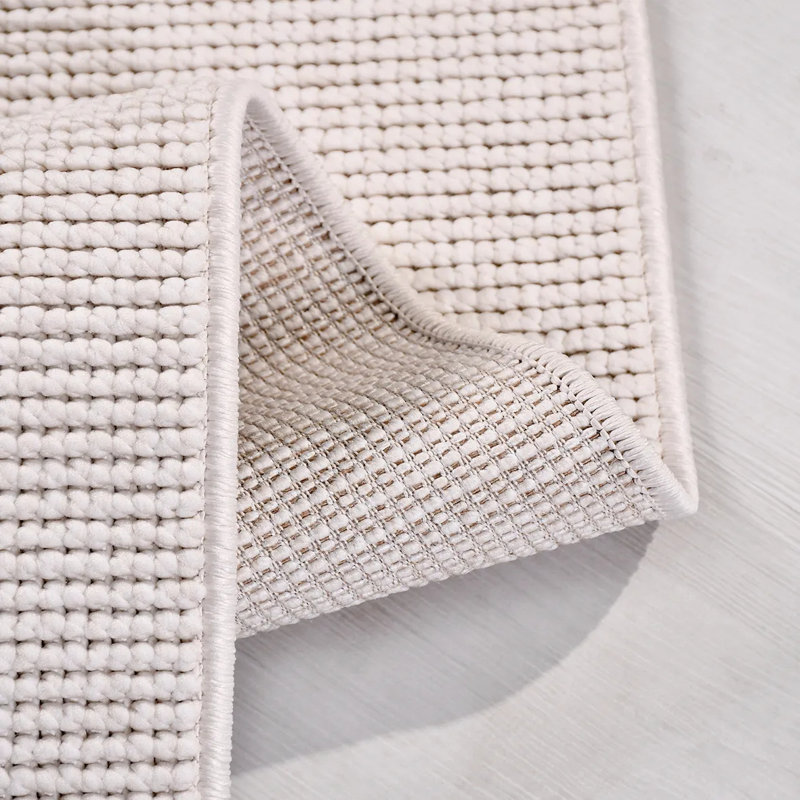 Tapis blanc en polyester antidérapant Echevarria résistant aux taches et facile à nettoyer, 4 pi x 4 pi