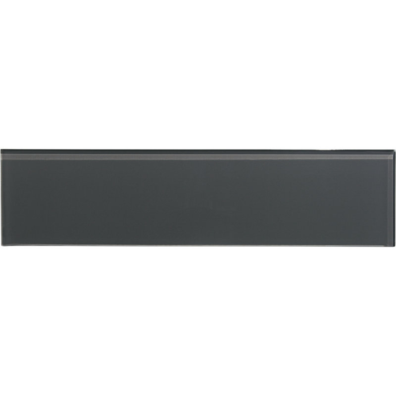 Charm School 4'' W x 16'' L Glass Subway Singular Tile, Pewter