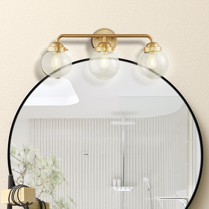 Cordray 24" Globe glass 3-light bathroom Vanity light, Gold