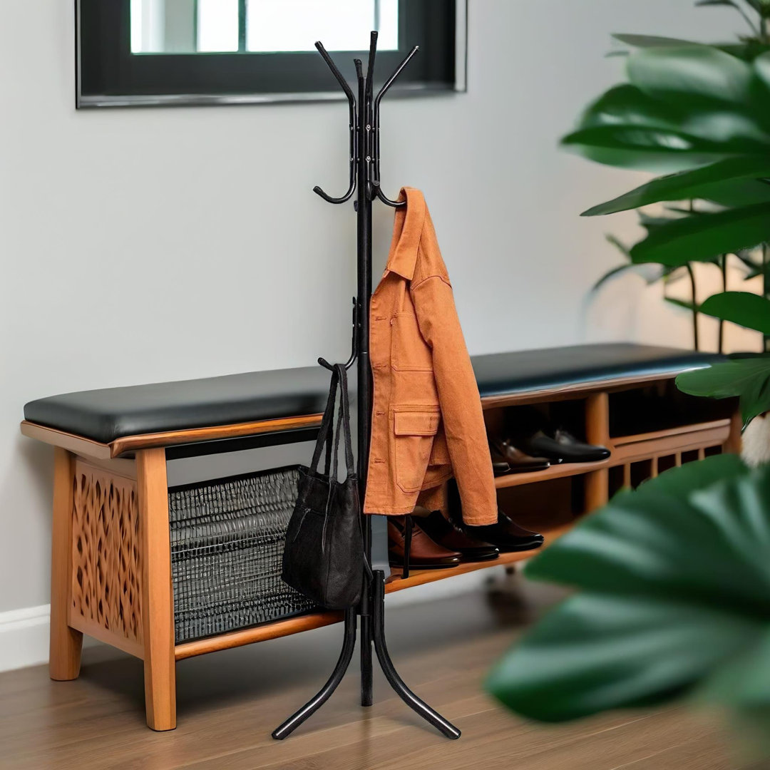 Metal Freestanding 12- Hook Coat Stand, Entryway Hallway Furniture