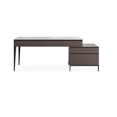 Gray Rectangular Manufactured Wood with 4 drawers desk