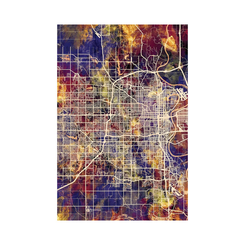 Omaha Nebraska City Map II by Michael Tompsett - Wrapped Canvas Gallery-Wrapped Canvas Giclée, 152.5 cm H x 101.5 cm W