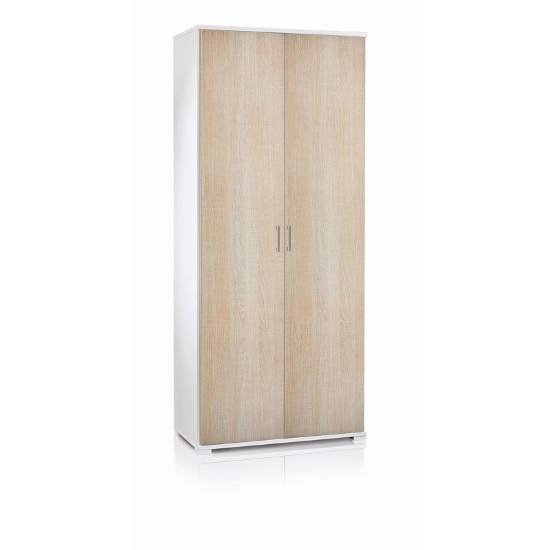 Gurtrue 2 Door Manufactured Wood Wardrobe, Oak/White