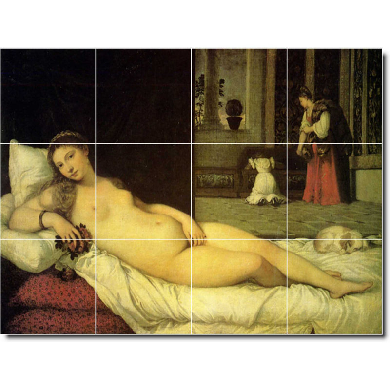 Carreau de céramique décorative 24 po x 18 po 6 po x 6 po, Titien nu peinture W08772