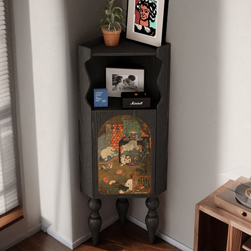 Modern multi-functional corner bookcase, Black