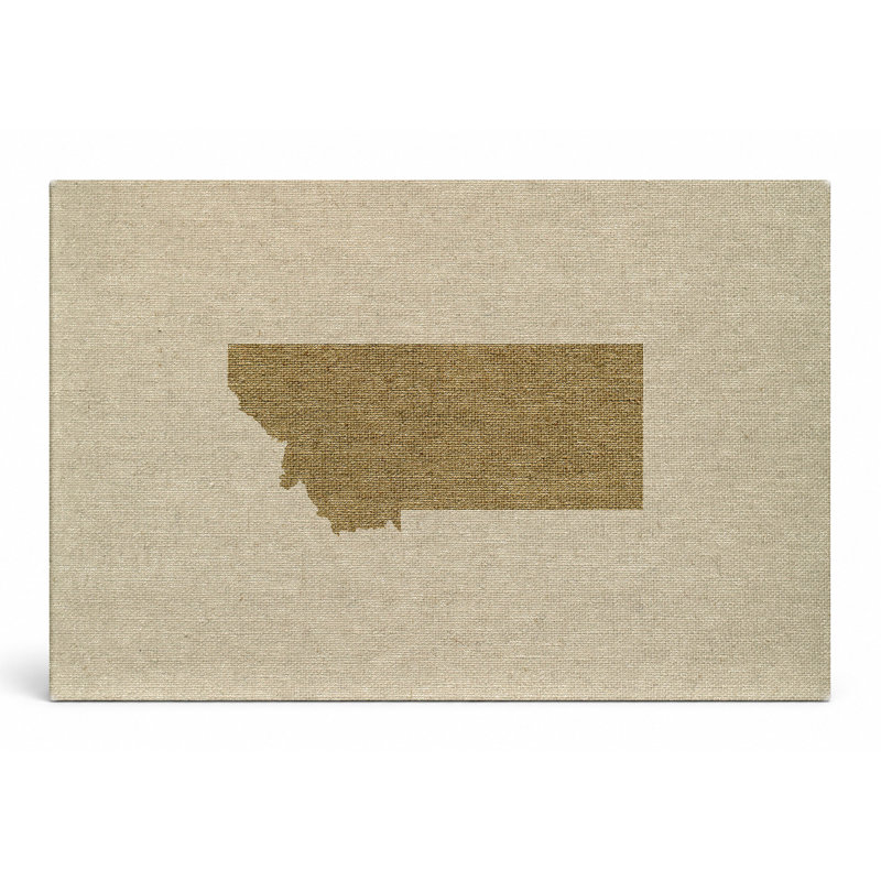 Montana State Silhouette - Art mural sur toile paysage, 36" W x 24" H