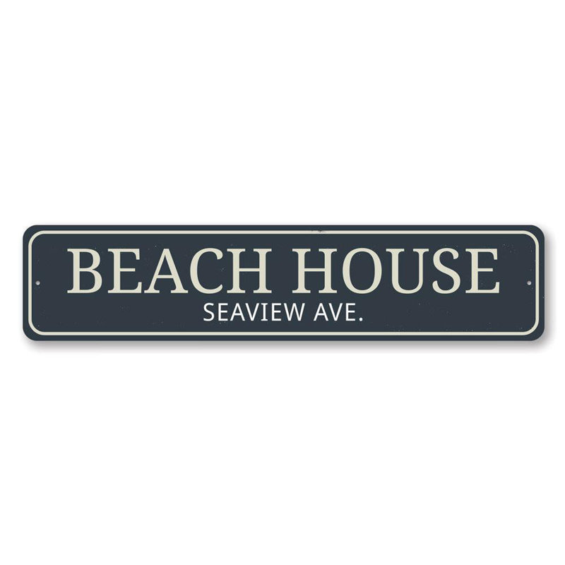 Plaque de rue en aluminium Beach House, H 6 po x l 24 po x P 0,063 po