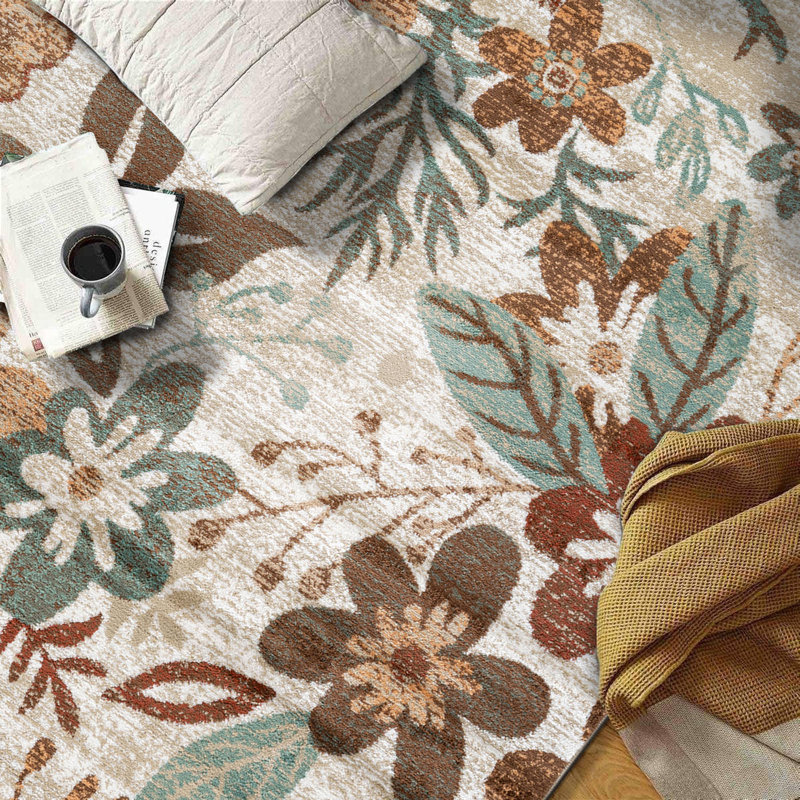 Beige Multi Garden Floral Area Rug, Rectangle 7'10" x 10'