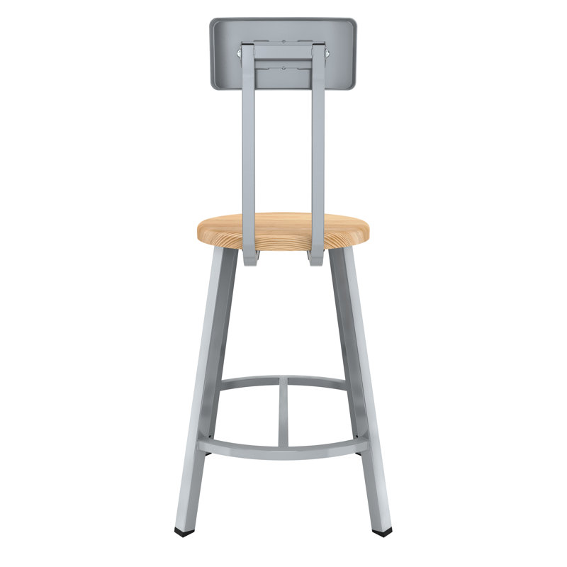 Tabouret industriel / de hauteur fixe avec dossier, H 24 po