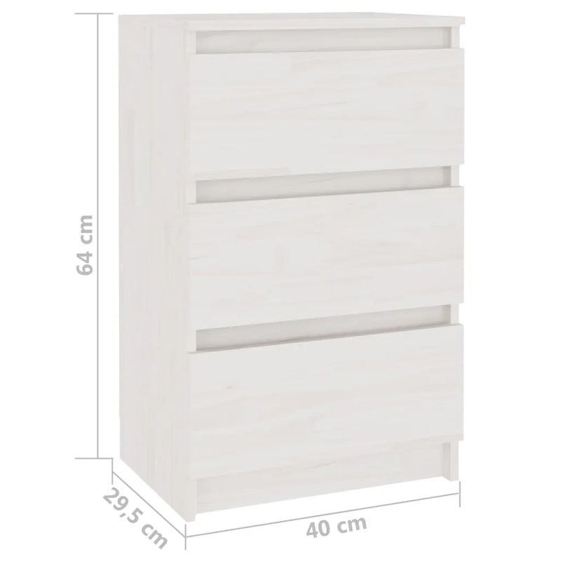 Goldmon 40cm W Solid Wood Bedside Table, White
