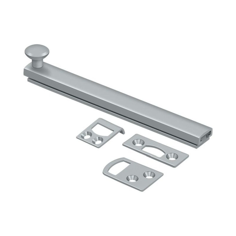 Brass Latch/Catch/Bolt, Brushed Chrome, 1.9375" H x 6" W x 1.5625" D