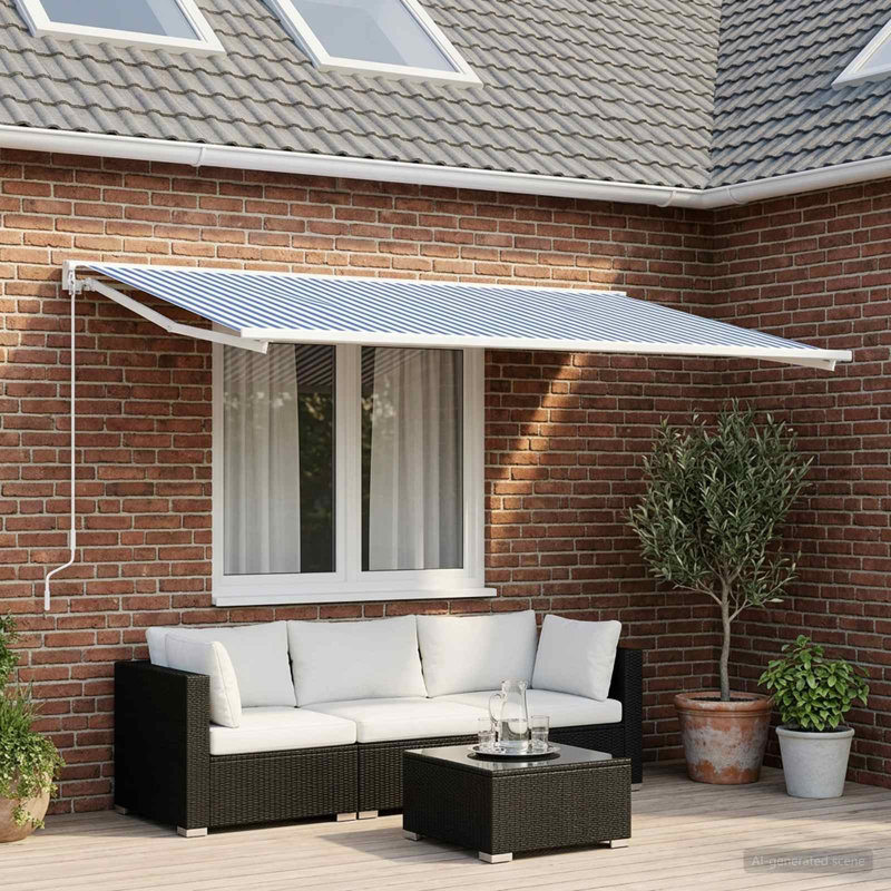 VidaXL Retractable, 600cm W x 300cm D, Blue/White Striped