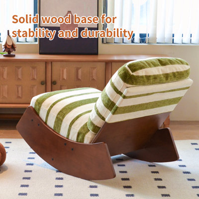 Chaise berçante confortable, tissu d'ameublement de haute qualité, structure en bois massif, parfaite pour les décors multiples et la détente