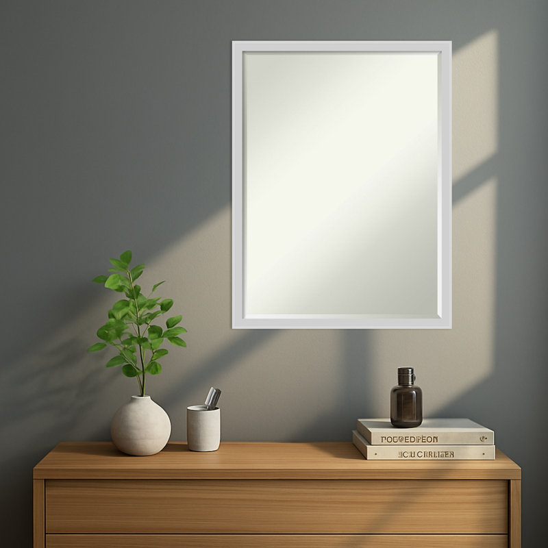 Miroir mural incliné demi-biseauté en bois Incline, Argent argent