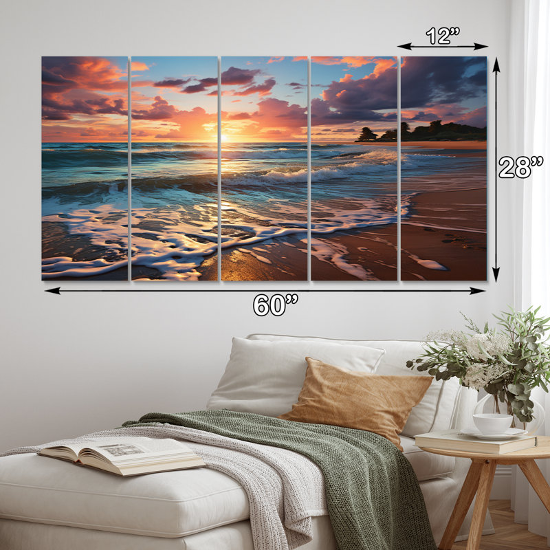 Sunset Beachside Horizon I - Ensemble de décoration murale bord de mer en métal
