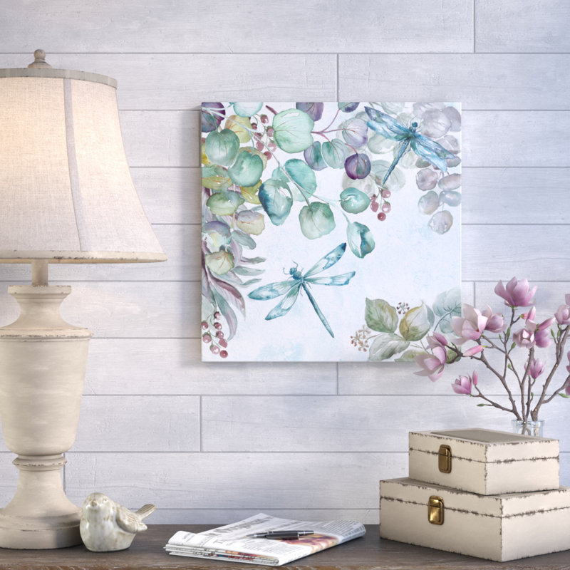 Eucalyptus And Dragonfly by Tre Sorelle Studios - Wrapped Canvas Print, 61cm H x 61cm W