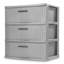 Large tour de rangement 3 tiroirs Sterilite, organisateur de maison en plastique tissé, ciment-131232717-131232719