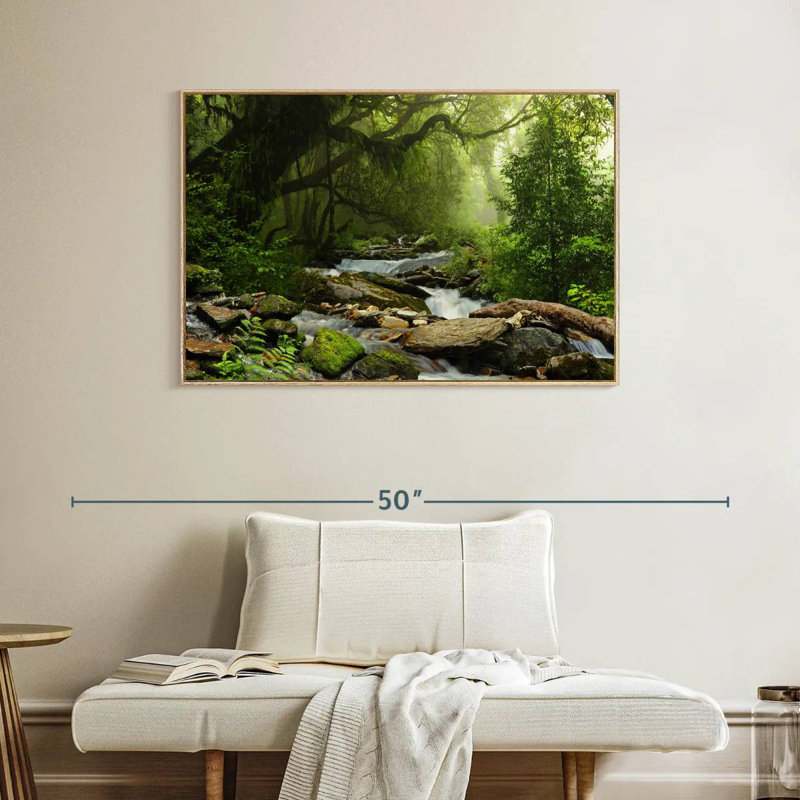 Forêt tropicale du Népal, Cadre flottant en bois naturel, 40 po x 27 po
