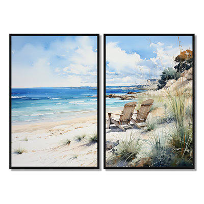 Beach Ocean Seaside Serenity II - Beach & Ocean Oversized Wall Art 2 Panels