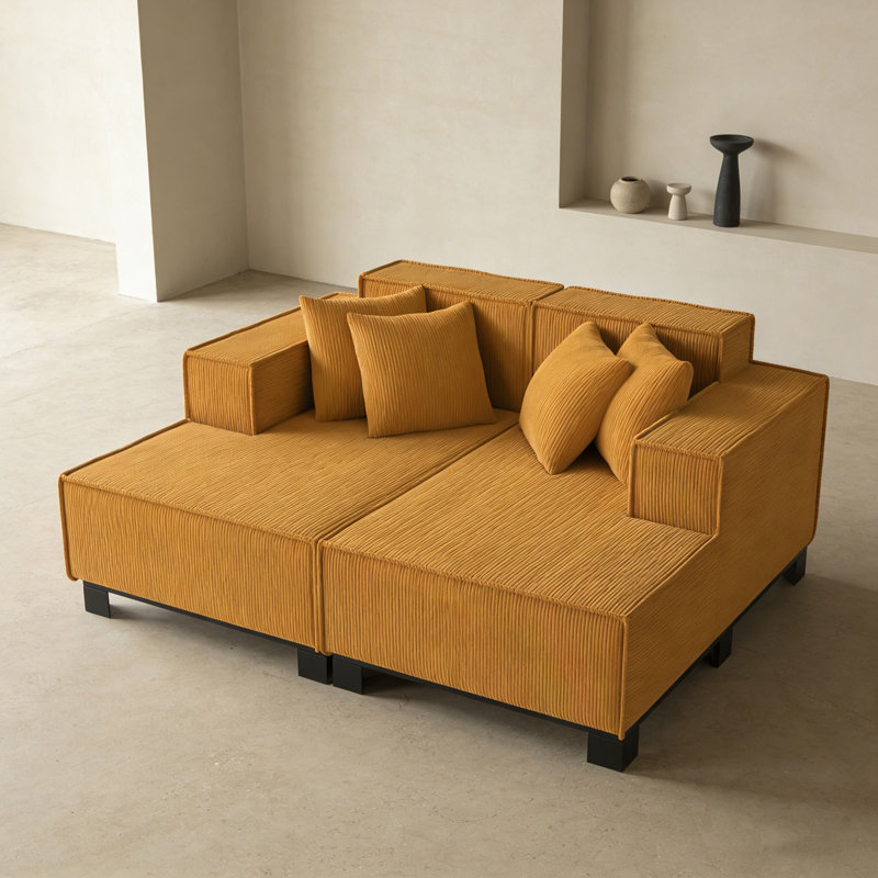 Chaise longue rembourrée avec 4 coussins, Orange