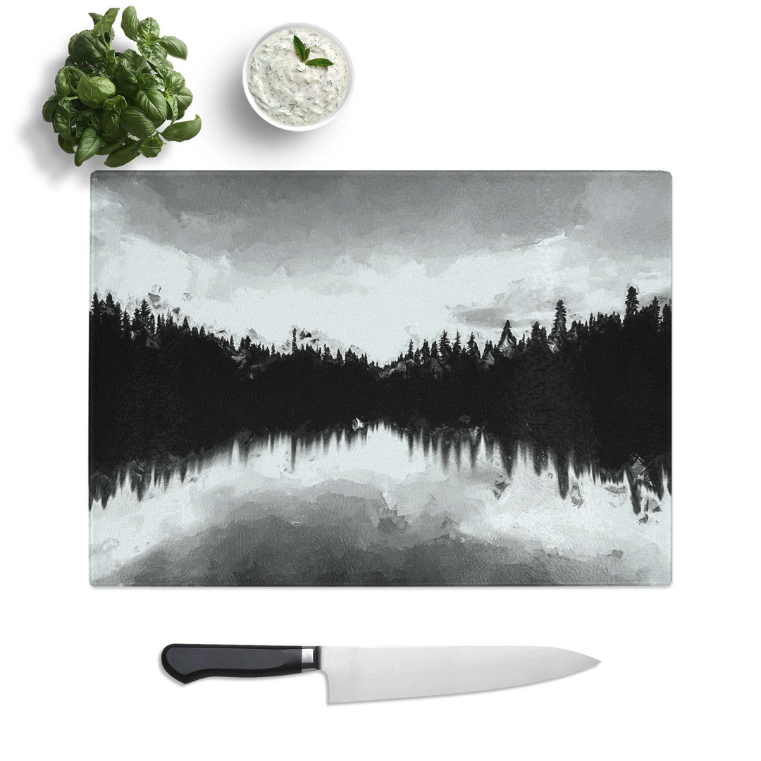 Glass Forest Reflecting On A Lake in Abstract Chopping Board