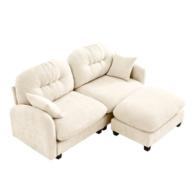 Beige 2 Sectional With Movable , Soft Chenille, Ergonomic Design, Cushion, Suitable For Small Living Areas Modular Couch High Foam, Pleated , Multiple Combinations,