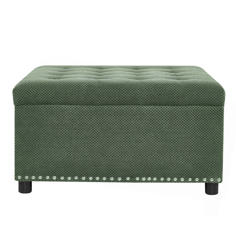 Repose-pieds avec rangement, repose-pieds capitonné, repose-pieds clouté et repose-pieds carré avec rangement, Vert