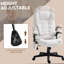 Fauteuil de bureau à 6 points de massage vibrant avec chaleur, fauteuil de bureau en lin à dossier haut avec dossier inclinable, accoudoirs rembourrés et télécommande-356827117