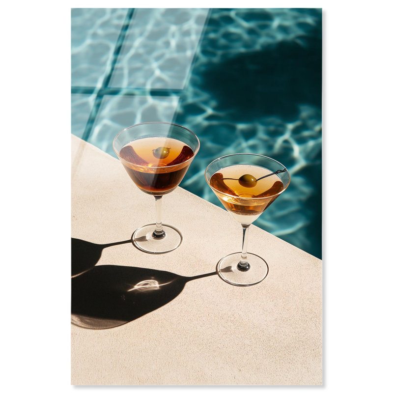 «Poolside Sips», impression acrylique par Notoriart, prête à être accrochée, H 15 po x l 10 po