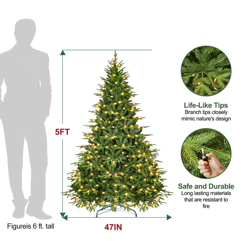 Arbre de Noël artificiel vert pré-éclairé, 5'