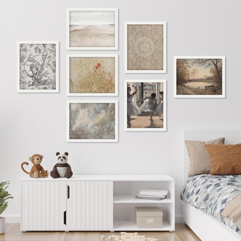 Motif floral, ballet, collage côtier, nature sauvage, minimalisme, rustique et confortable, impression sur papier, 7 pièces