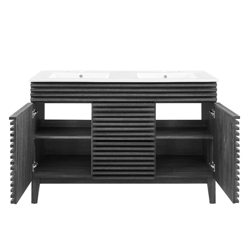 Modway Render 48" Double Sink Bathroom Vanity, Charcoal