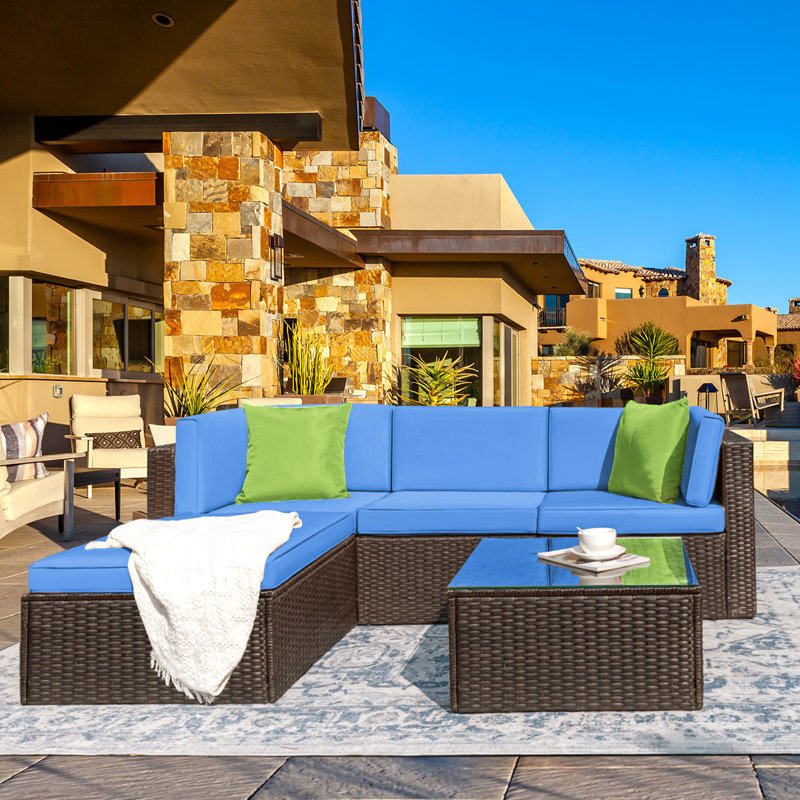 Mykya 4 - Person Modular Patio Conversation Set with Cushions, Green