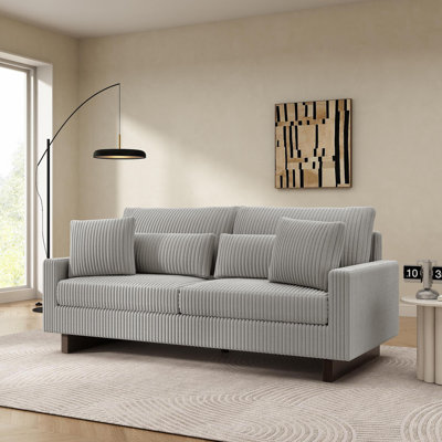 Modern Loveseat Sofa 80.3" Sofa Couch Upholstered Sofa With Four Pillows For Living Room, Grey