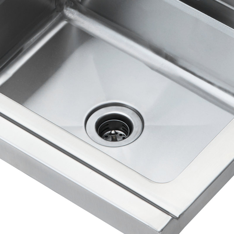 Wall Mount Hand Basin, 17 X 12.8 Inch, Stainless Steel, 360 Rotatable Faucet, Basket Strainer, Easy To Assemble, Commercial Sink, With Drainage, Rust-, High