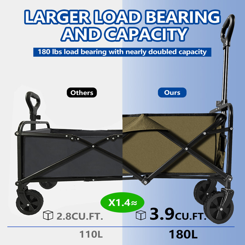 Chariot pliable 180L, Vert