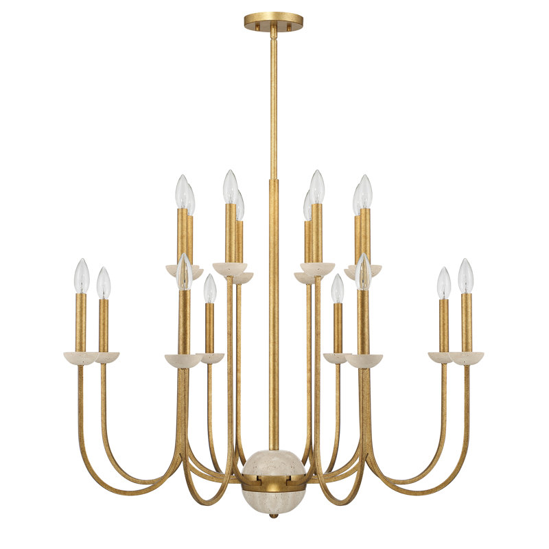 Oakhurst 16-Light Chandelier in Antique Gold, 16, 26"H x 36"W x 36"D