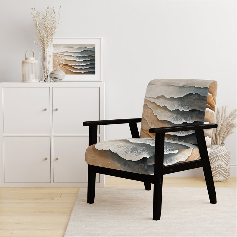 Fauteuil d'appoint Coastal Waves, Accoudoirs carrés noirs