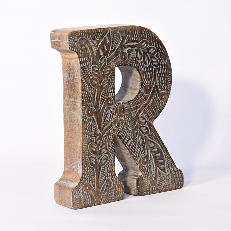 Haddam Text & Numbers Letter Block, R, Gray