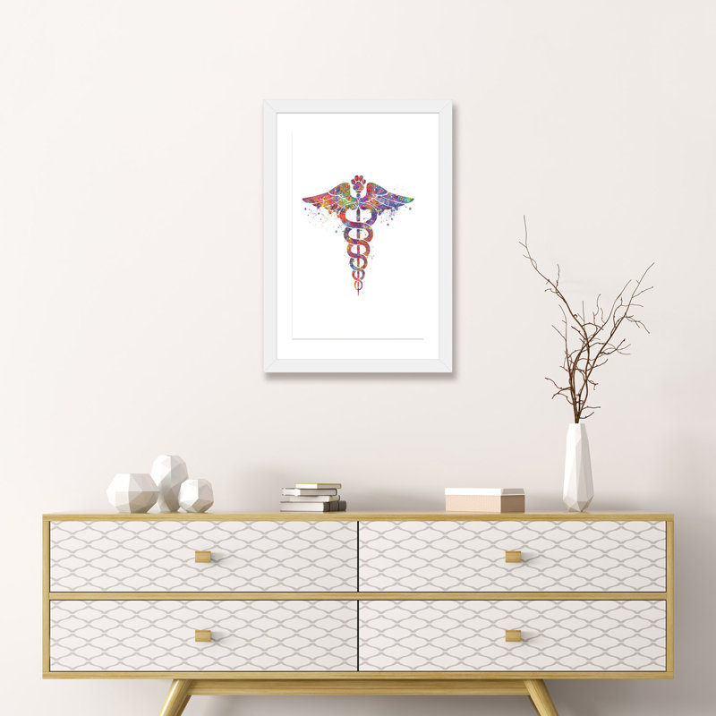 «Caduceus Vet Paw» - Impression, H 32 po x l 24 po x P 1 po, Papier blanc