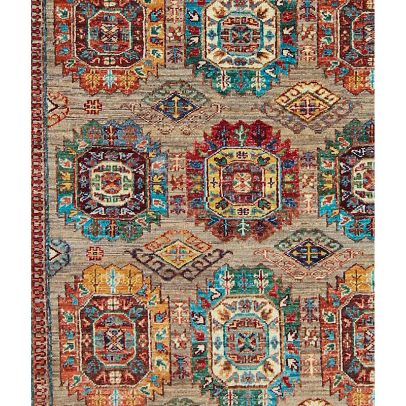 Tapis chameau noué à la main de haute qualité et multicolore