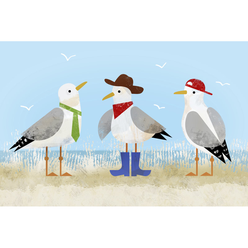Sassy Seagull Trio II by Victoria Barnes - Wrapped Canvas Print, 81 cm H x 122 cm W