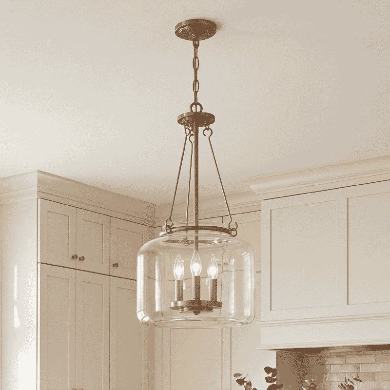 Gullerson 3 - Light Lantern Jar Chandelier in Brass, Brass