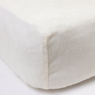 Housse pour sommier tapissier en lin Wrap Around - Grand, ivoire