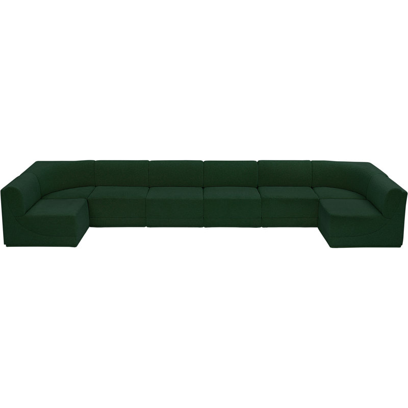 Canapé modulaire rembourré 8 pièces Ollie, Tissu bouclé vert