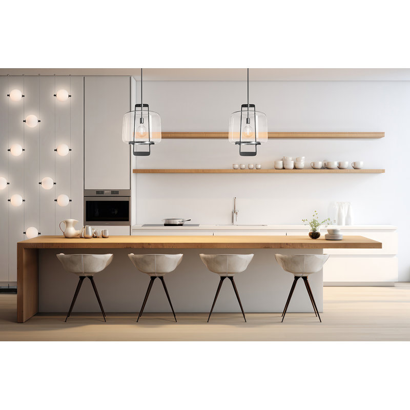 Dane Pendant - White - Clear Glass, Bronze, Opal Glass