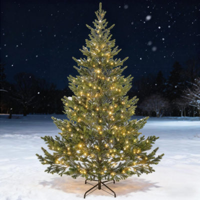 Arbre de Noël artificiel 7 pi avec base en acier et embouts en polyéthylène pour une décoration de Noël réaliste