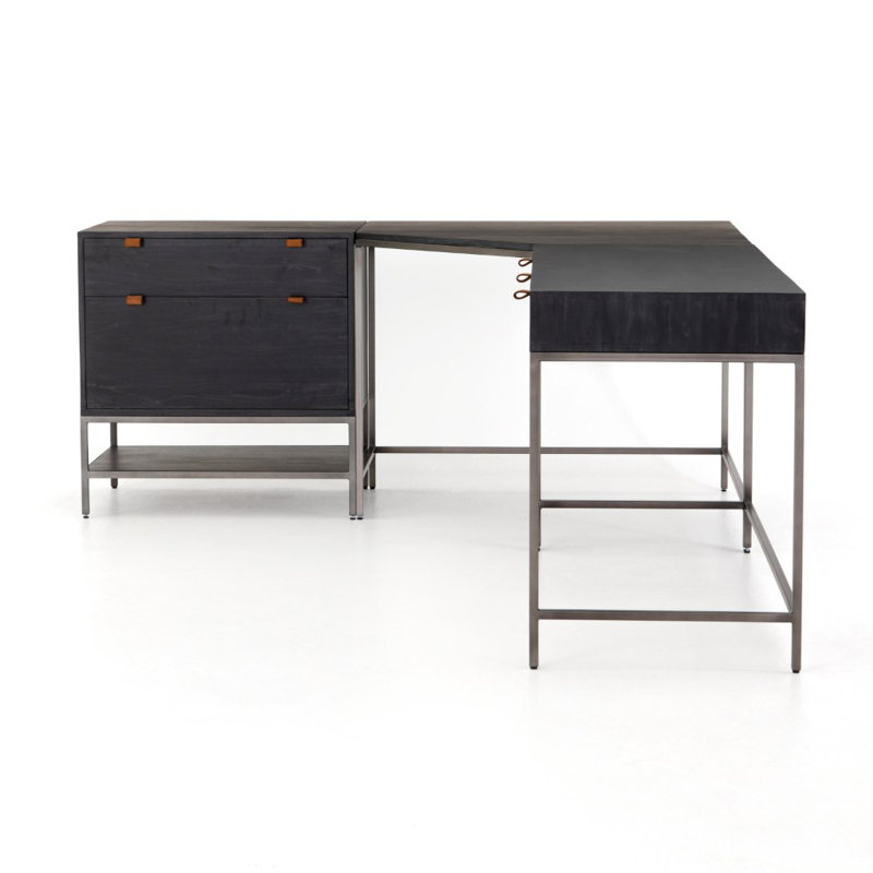 Trey Solid Wood Executive Desk, Black Wash Poplar