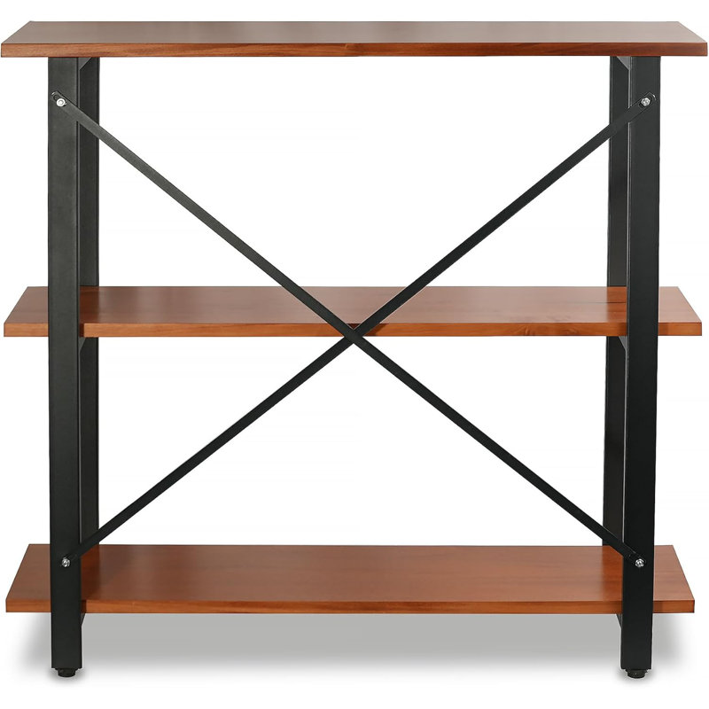 American Plantation Hardwood Sofa Table, Display Table, Industrial Bookshelf, Narrow Side Table For Entry, Living Room, Hallway, Solid Poplar (3 Shelves)