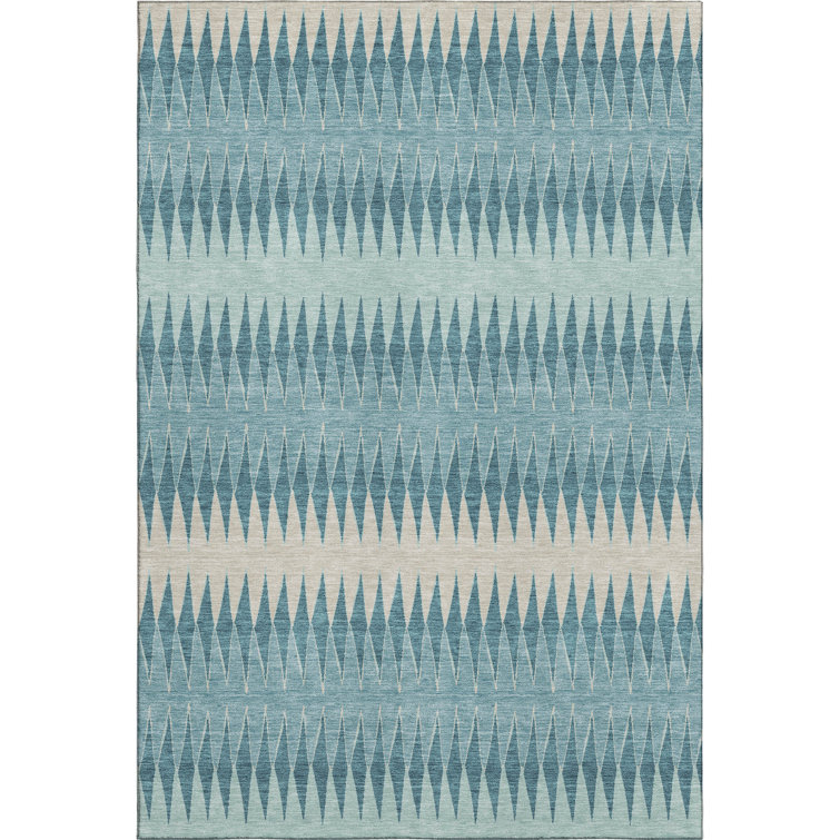 Premium Machine Washable Prisco Teal Rug
